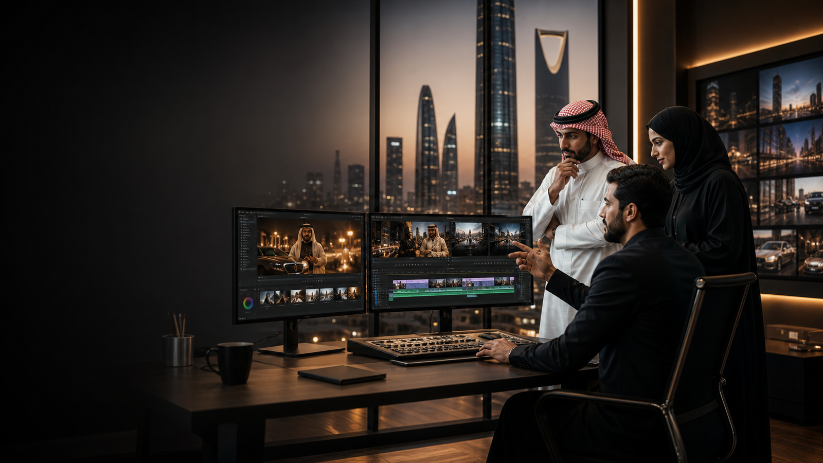 Premium video editing team creating a luxury GCC brand experience